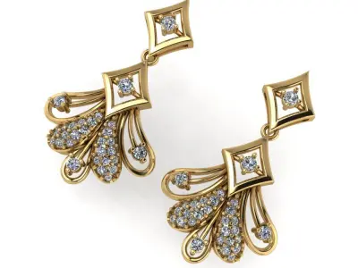 light Wight white gold diamond Earring-Nk-77ER 3D print model