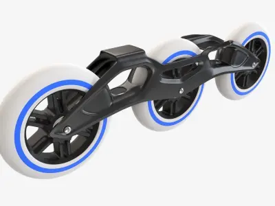 Racing roller skates frame and wheels 3D model