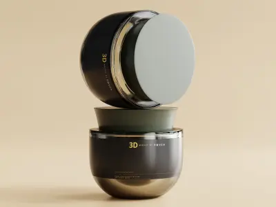 Amber Glass Cosmetic Jar Low-poly 3D model