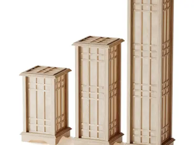 Japanese Style Wood Table Floor Lamp 3D model