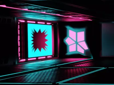 Studio room with neon lights Free low-poly 3D model