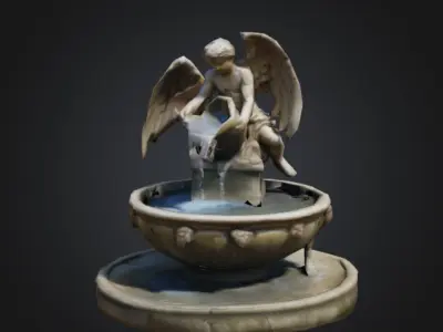 Angel Fountain Low Poly 3D model