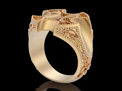 Fish ring silver gold  jewelry printable 3D model 3D print model