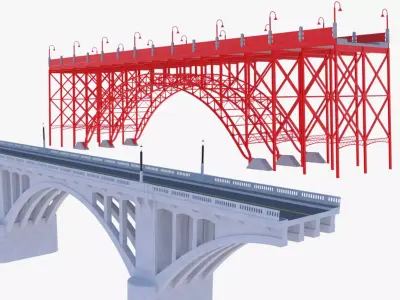 Concrete and steel bridge PBR 3D Model Collection