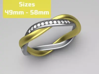 Set of Twisted Rings Sizes 49-58 3D print model