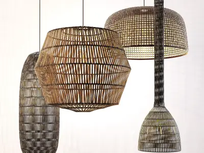 ay illuminate rattan lamp set 3D model