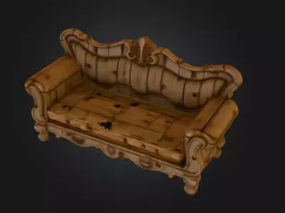 Decayed Baroque Sofa Low-poly 3D model