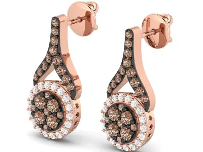 SWAZ13ER diamond earrings in rose gold 3D print model