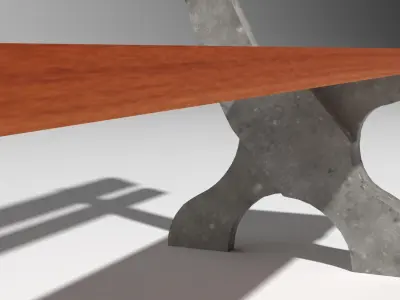 Bench made of wood and concrete Free 3D model