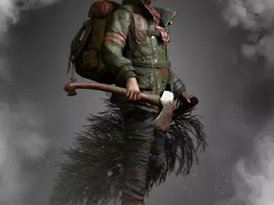 Animated Low poly Game Ready Santa survivor 3D Modular Low-poly 3D model