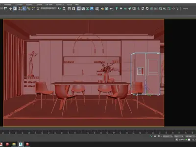 Modern Kitchen Design in 3DsMax 3D model