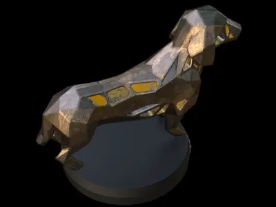Steampunk Dachshund Dog Low-poly 3D model