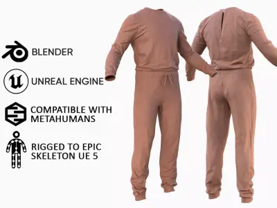 Jumpsuit 82 - All MH Bodies and UE5 Skeletons - Rigged Low-poly 3D model