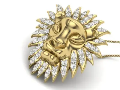 Lion Pendant 3dm render detail 3D print model 3D print model