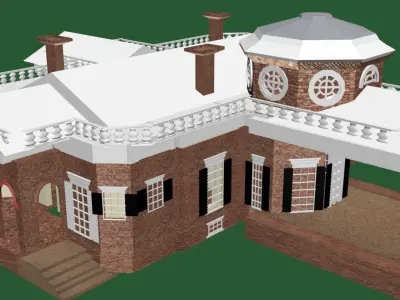 Neoclassical Architecture Thomas Jefferson house Low-poly 3D model
