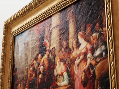 Antique frame with oil painting 3D model