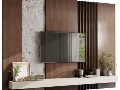 TV Wall set 33 3D model