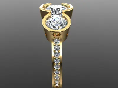 Solitaire Ring 3D print model 18