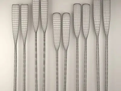 Vintage Nautical Wood Boat Oars 3D model