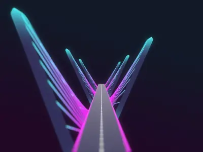 Neon Bridges Low-poly 3D model