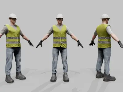 Construction Worker - Rigged - Game Ready Low-poly 3D model