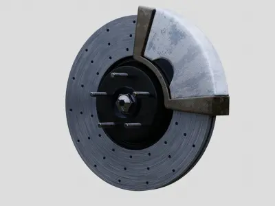 Car Brake Disc and Caliper 3D model