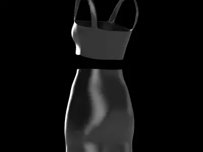 Female leather top and skirt 3D model