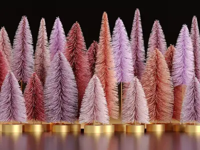 Miniature Christmas Trees - Decoration Set 1 3D model