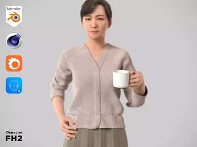Modular Character - Asian Business Woman - FH2 Low-poly 3D model