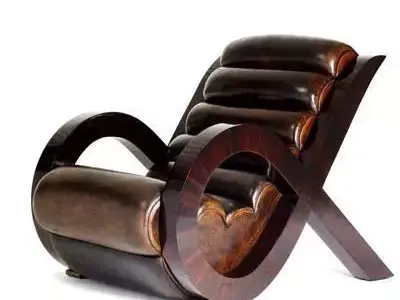 Modern Wood Leather Lounge Chair Curved Armchair 3D Model Low-poly 3D model