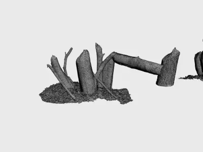 Beaver bitten willow tree stumps pack 3D model