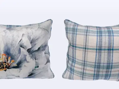 Voyage Cushion - Peony Blue -Piped Pillow 3D model