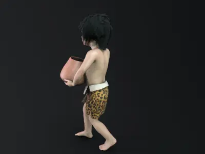 hominid child Low-poly 3D model