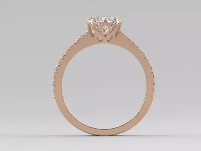 OAC154 Solitaire Ring with Petal Inspired Design 3D print model