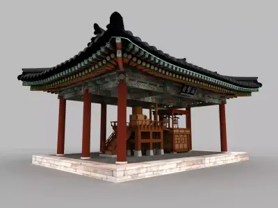 Korean Traditional Water Clock Pavilion Full 3D Model 3D model