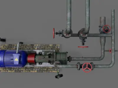 Old centrifugal  water pump  3D model