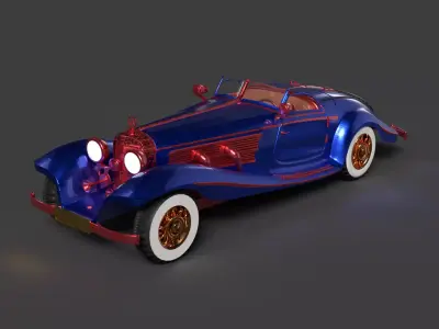 Chinese blue classic car   3D model