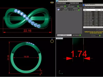 Jewelry Infinity Diamond Ring 3D print model