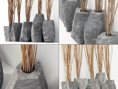 Branch stone rock vase decor n3 3D model