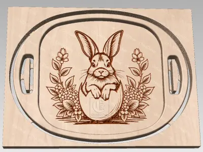 Easter Bunny Tray - Digital Files for CNC Router 3D model