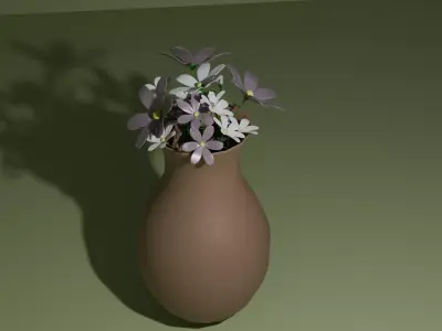 Vase with Flowers Decorative 3D Model Low-poly 3D model