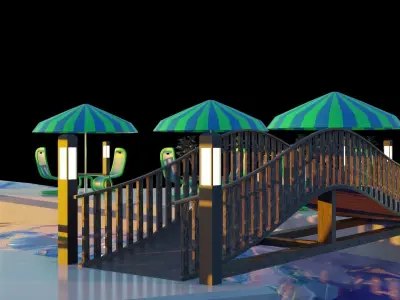 Exterior Beach Resort Scene File 3D model Free 3D model