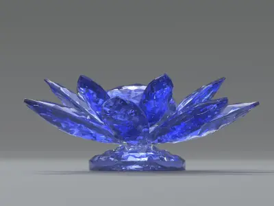  Glass Flower Showpiece Blue Low-poly 3D model