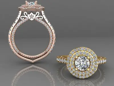 Diamond Engagement Ring 13-MW 3D print model