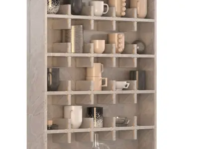 Wall Mounted Mug Shelf 02 3D model