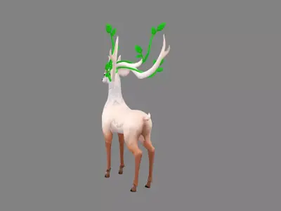 Cartoon Pink Deer Low-poly 3D model