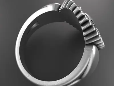 Skull ring with roses 3D print model