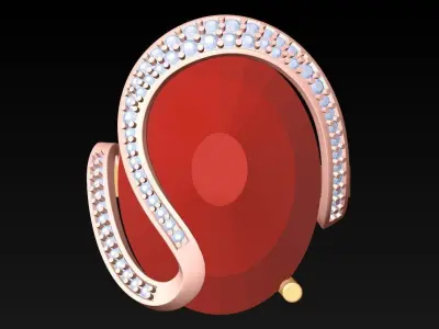 Oval Stone Ring - GN252 3D print model