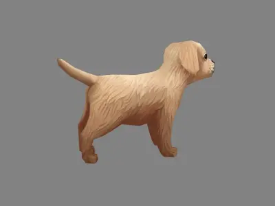 Cartoon puppy - brown dog Low-poly 3D model