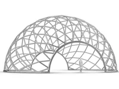 Diagonal Wireframe Dome Architectural Stand Alone Structure v3 3D model
